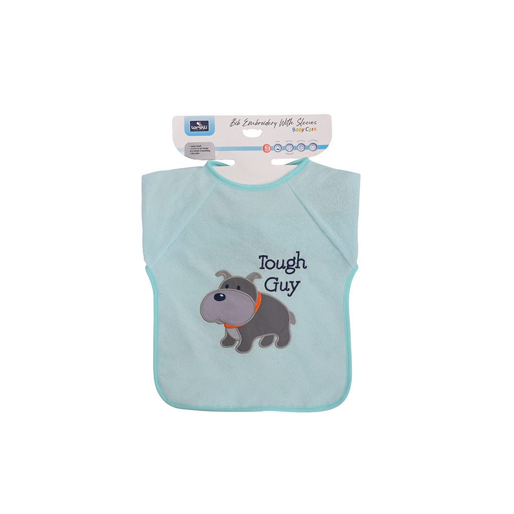 Baby Care hímzett hosszú ujjú pamut előke - Boy