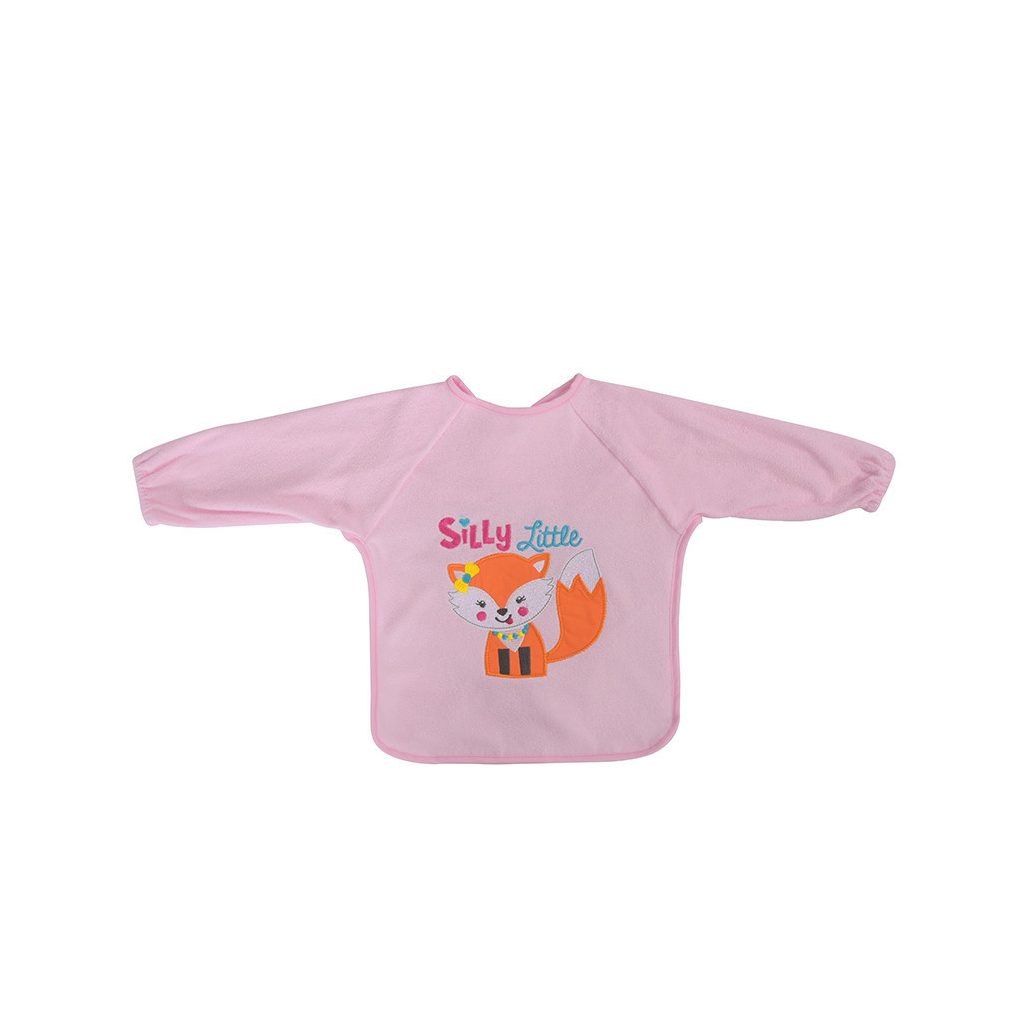 Baby Care hímzett hosszú ujjú pamut előke - Girl