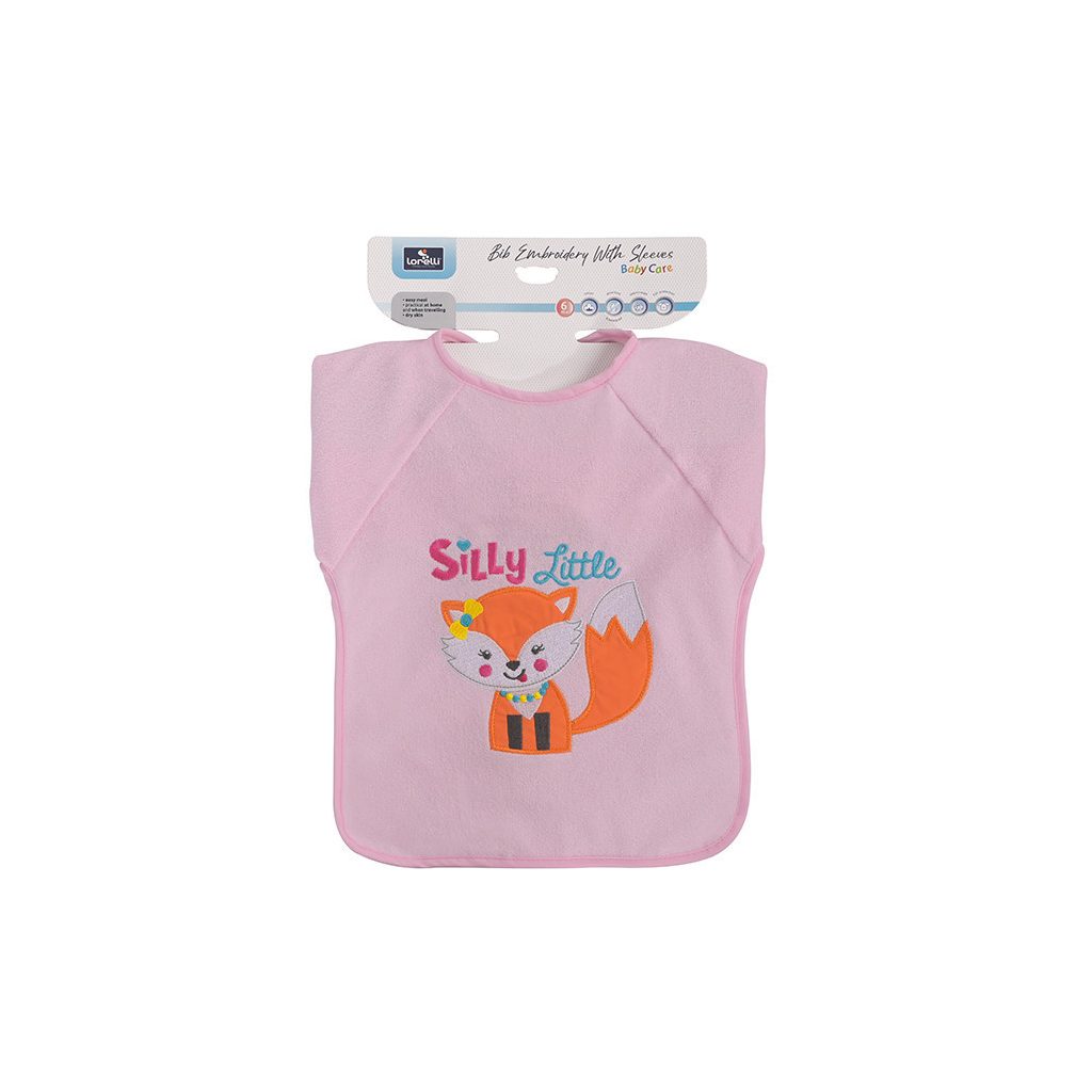 Baby Care hímzett hosszú ujjú pamut előke - Girl