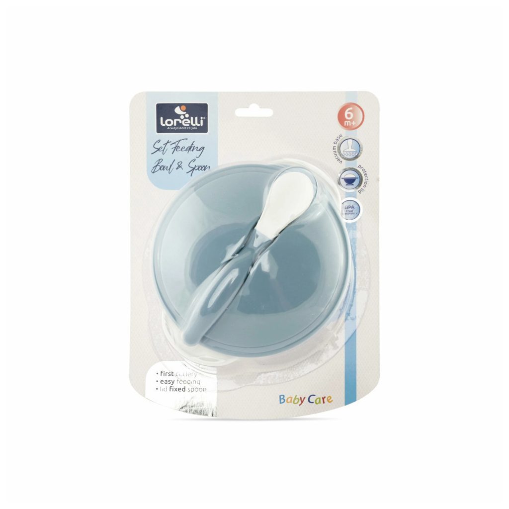 Baby care etető tál + kanál - moonlight blue