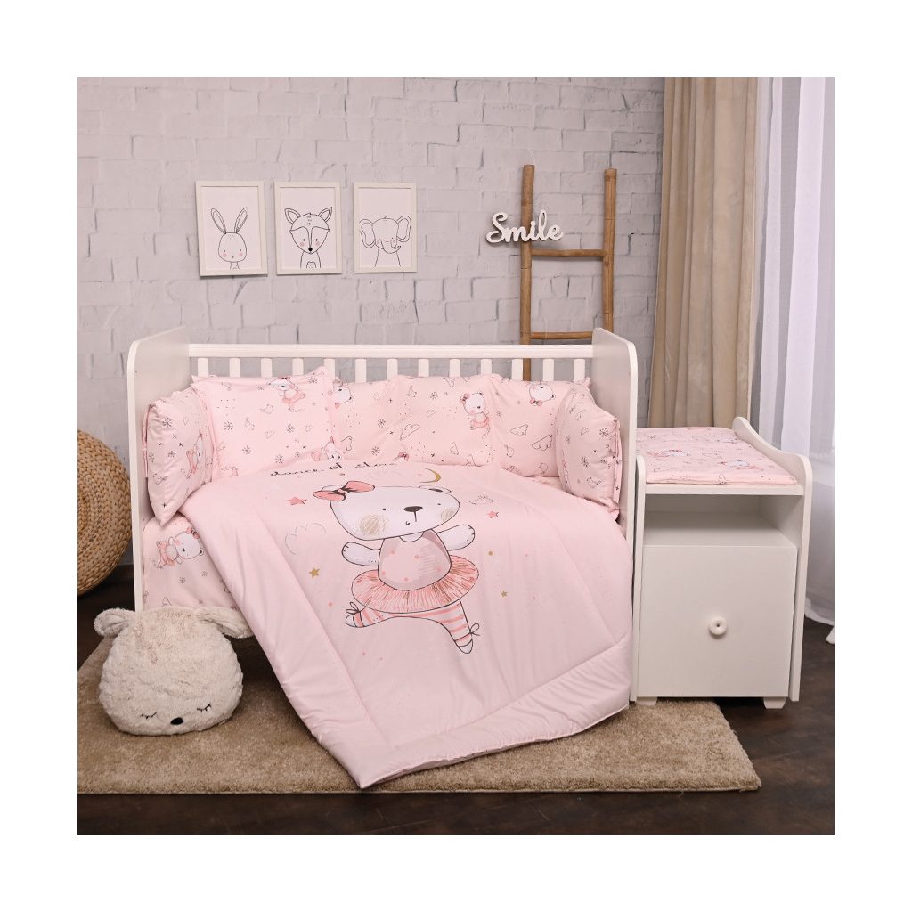 Lorelli ágynemű garnitúra Trend kombi ágyhoz - Pink Ballerina Bear