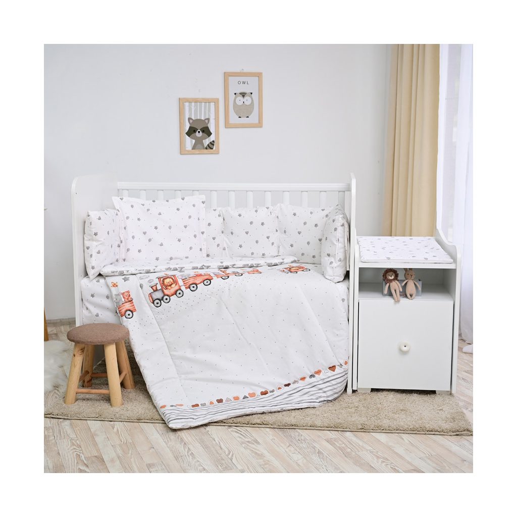 Lorelli ágynemű garnitúra Trend kombi ágyhoz - Train Grey