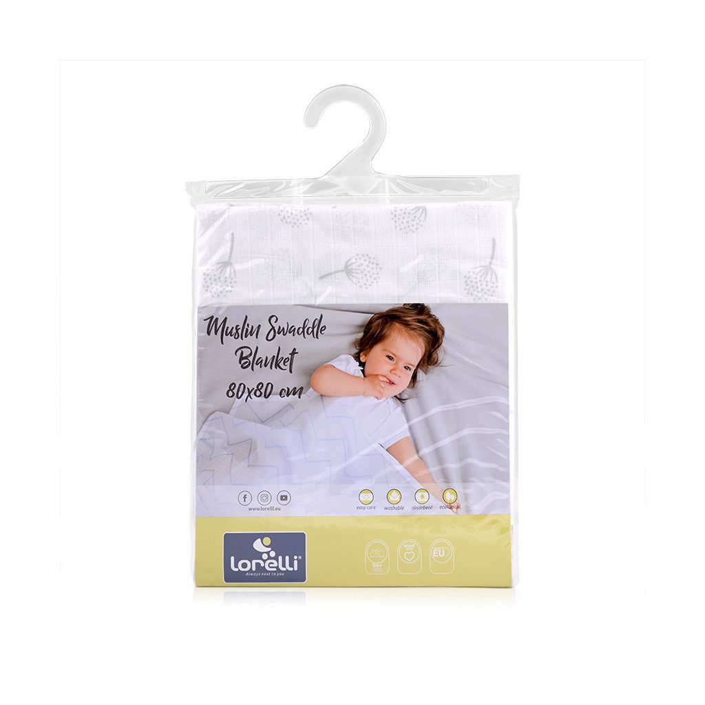 Lorelli Muszlin takaró 80x80 cm - Grey Floral