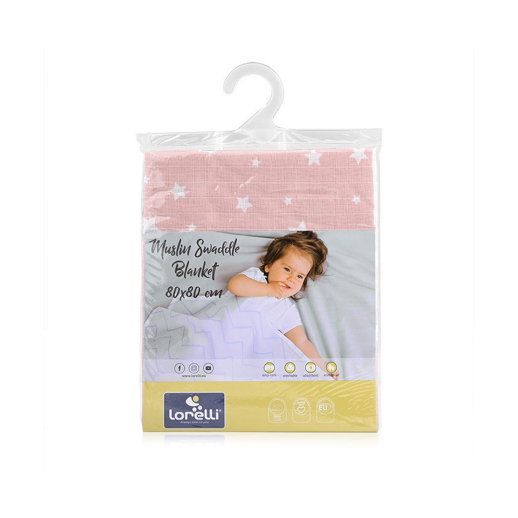 Lorelli Muszlin takaró 80x80 cm - Rose With Stars