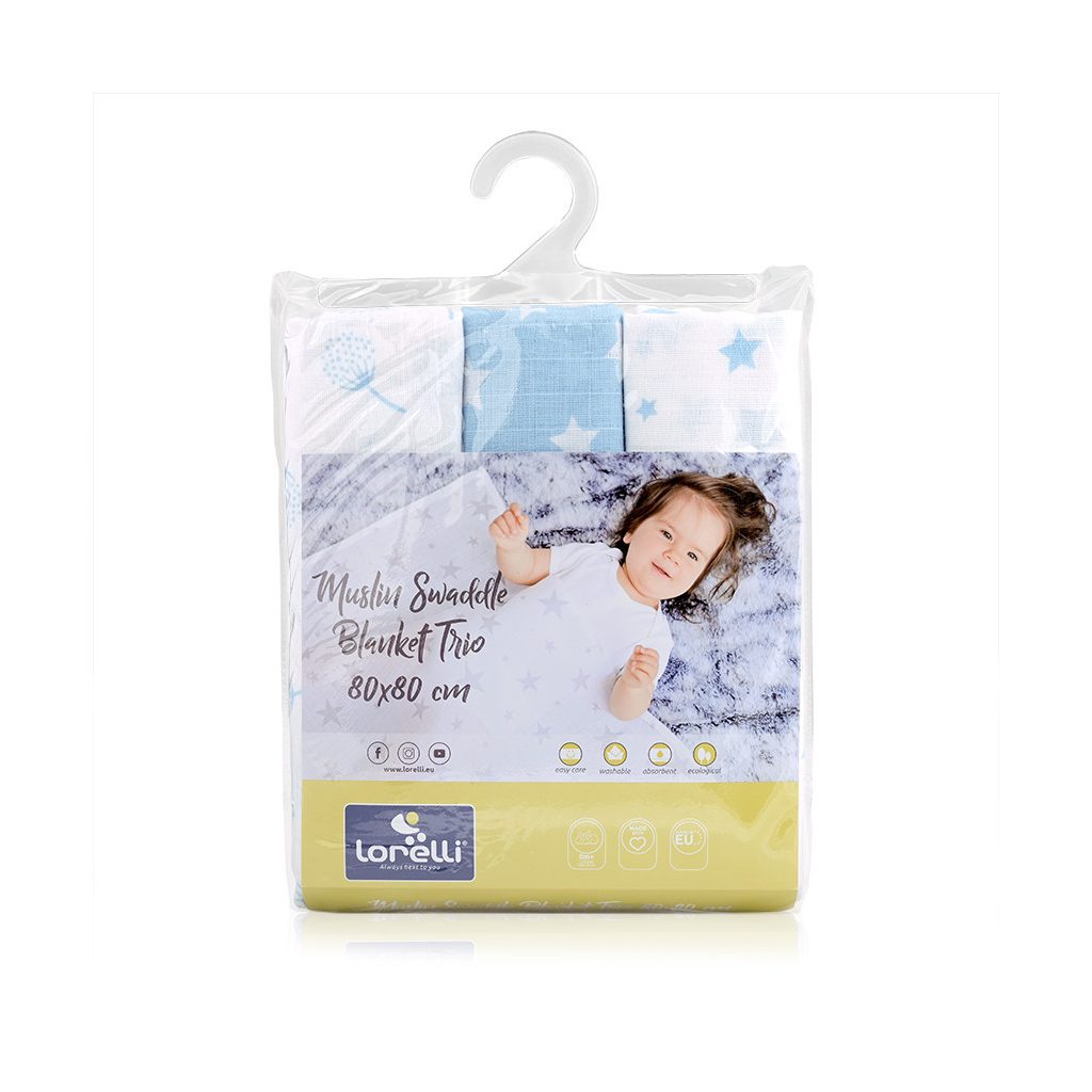 Lorelli Muszlin takaró 80x80 cm - Trio Aquatic Mix