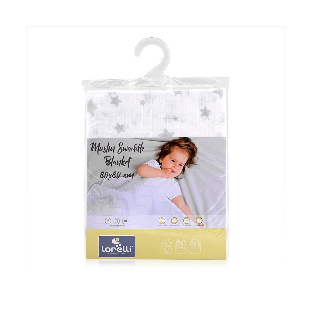 Lorelli Muszlin takaró 80x80 cm - White With Grey St