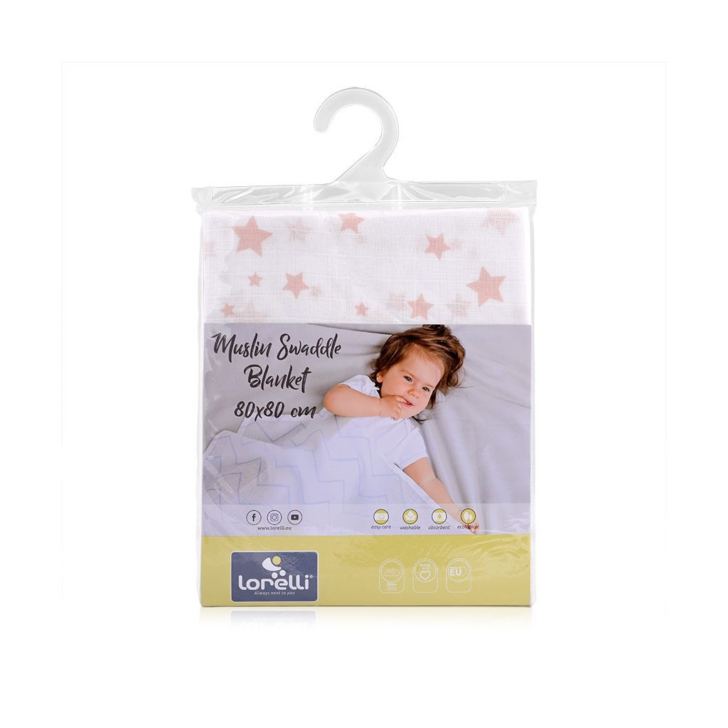 Lorelli Muszlin takaró 80x80 cm - White With Rose St