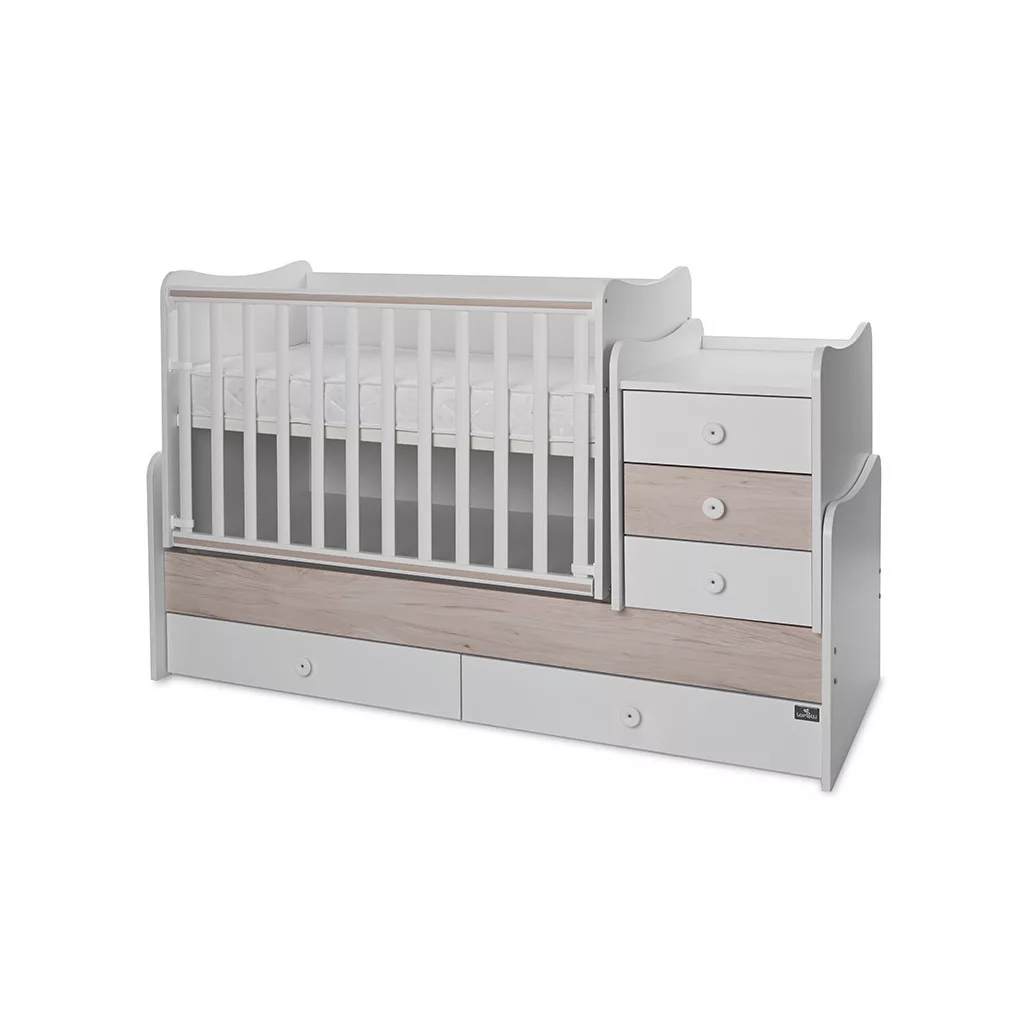 Lorelli Maxi Plus kombi ágy 70x160 - Trio White/Ligh Oak