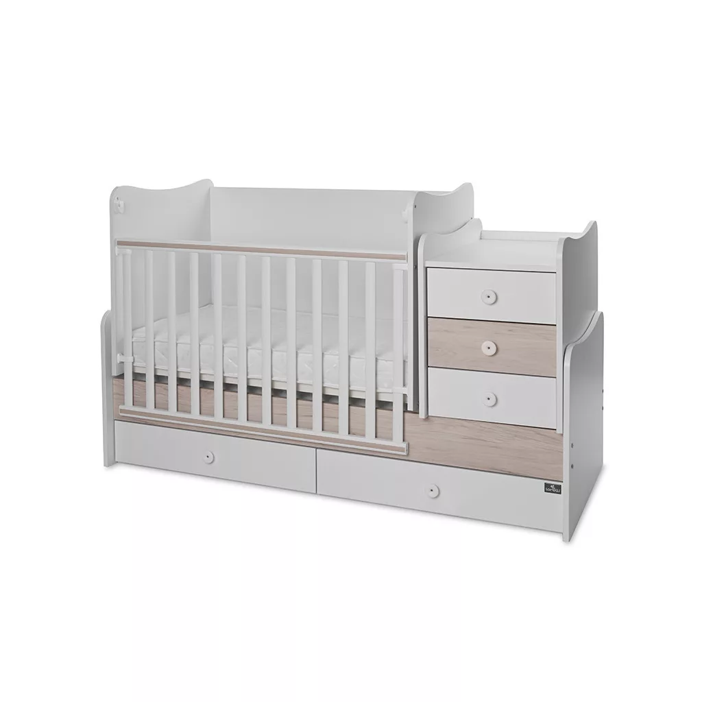 Lorelli Maxi Plus kombi ágy 70x160 - Trio White/Ligh Oak