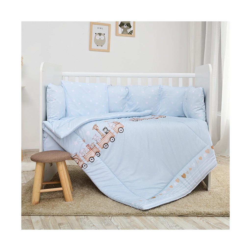 Lorelli 5 részes ágynemű garnitúra - Train Blue