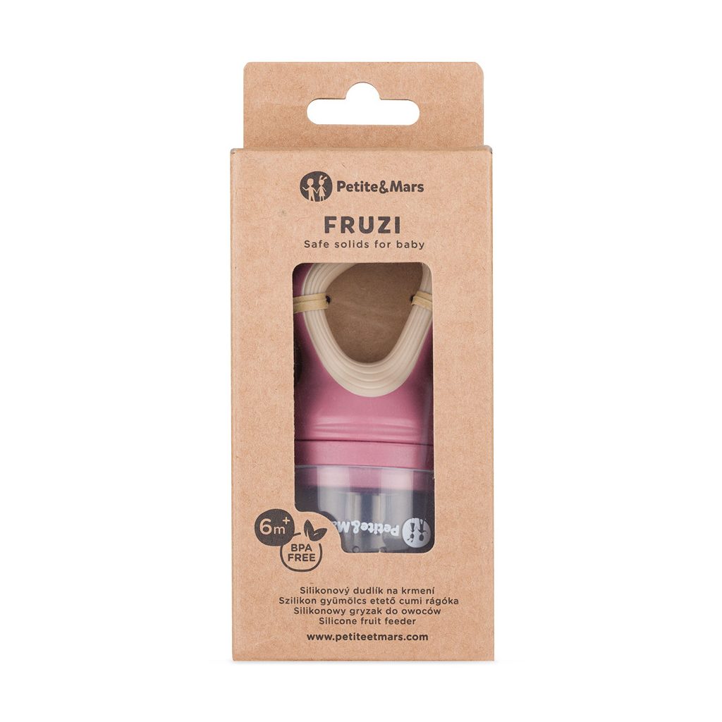 PETITE&MARS Szilikon gyümölcs etető cumi Fruzi Rose&Sand 6hó+