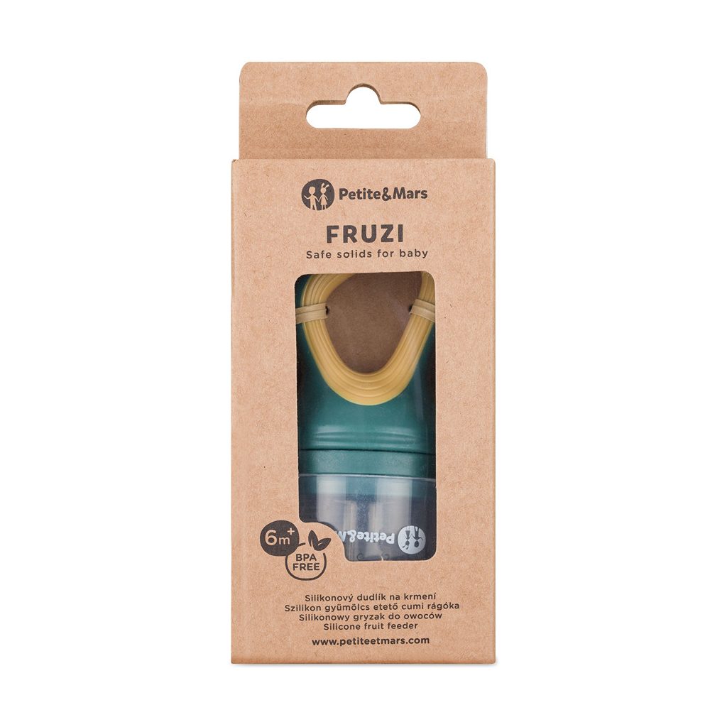PETITE&MARS Szilikon gyümölcs etető cumi Fruzi Green&Ochre 6hó+