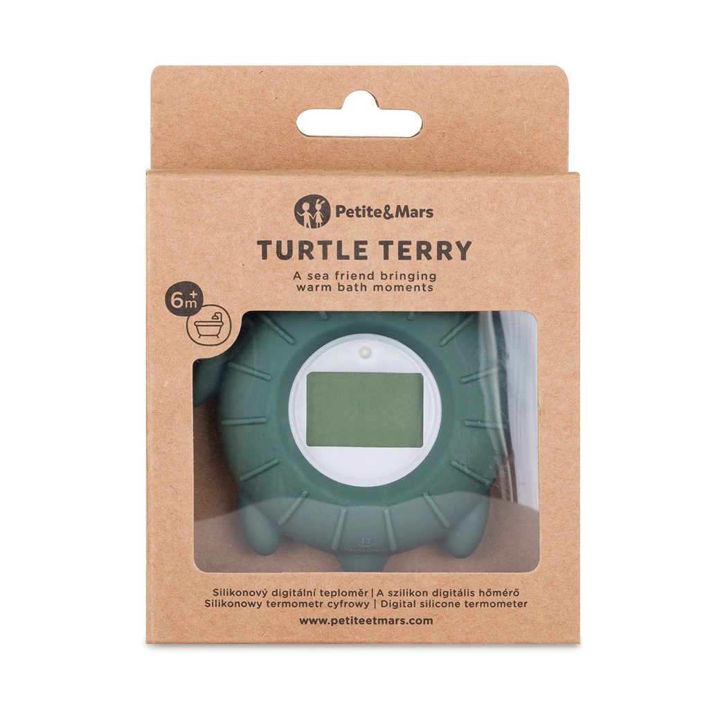 PETITE&MARS Szilikon digitális vízhőmérő Turtle Terry Misty Green 0hó+