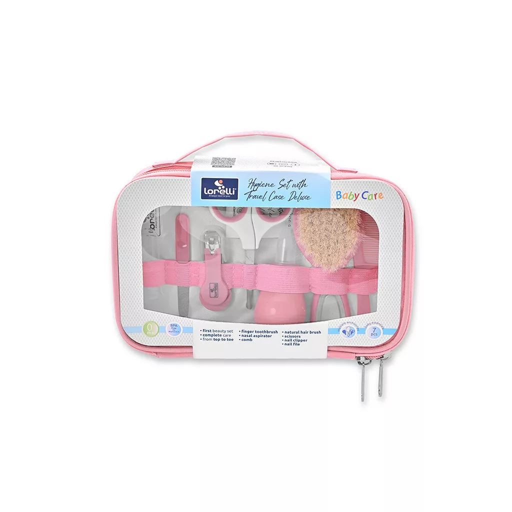 Baby Care ápolási szett átlátszó tartóban - blush pink
