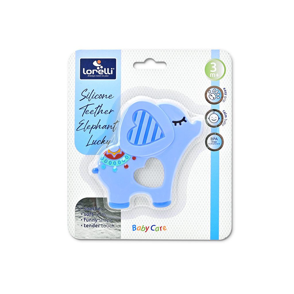 Baby Care szilikon rágóka - Еlephant Lucky Blue