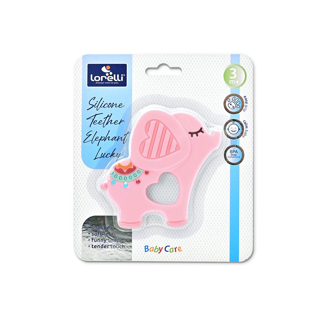 Baby Care szilikon rágóka - Еlephant Lucky Pink