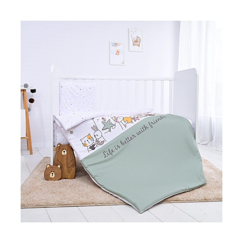 Lorelli 3 részes ágynemű garnitúra - Happy Friends Mint