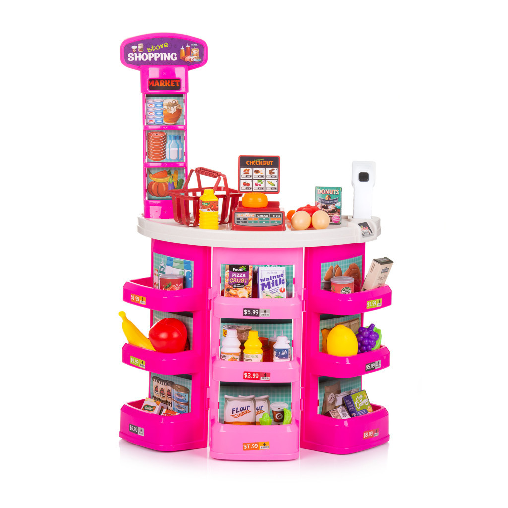 Chipolino Supermarket játékszett bevásárlókocsival - rózsaszín