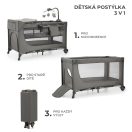 KINDERKRAFT Utazóágy Joy 2 kiegészítőkkel Dark grey