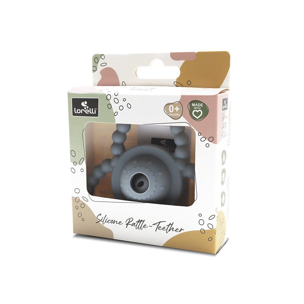 Lorelli Természetes szilikon csörgő-rágóka - Grey