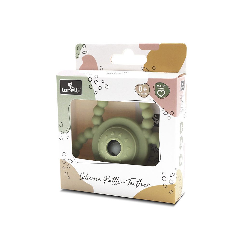 Lorelli Természetes szilikon csörgő-rágóka - Fresh Green