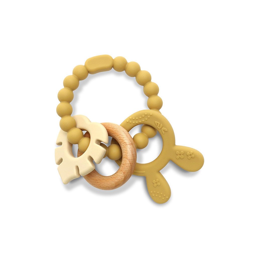 Lorelli Nyuszi szilikon és bükkfa rágóka - Yellow