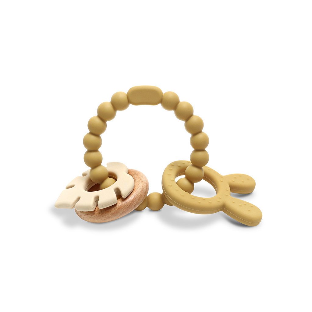 Lorelli Nyuszi szilikon és bükkfa rágóka - Yellow