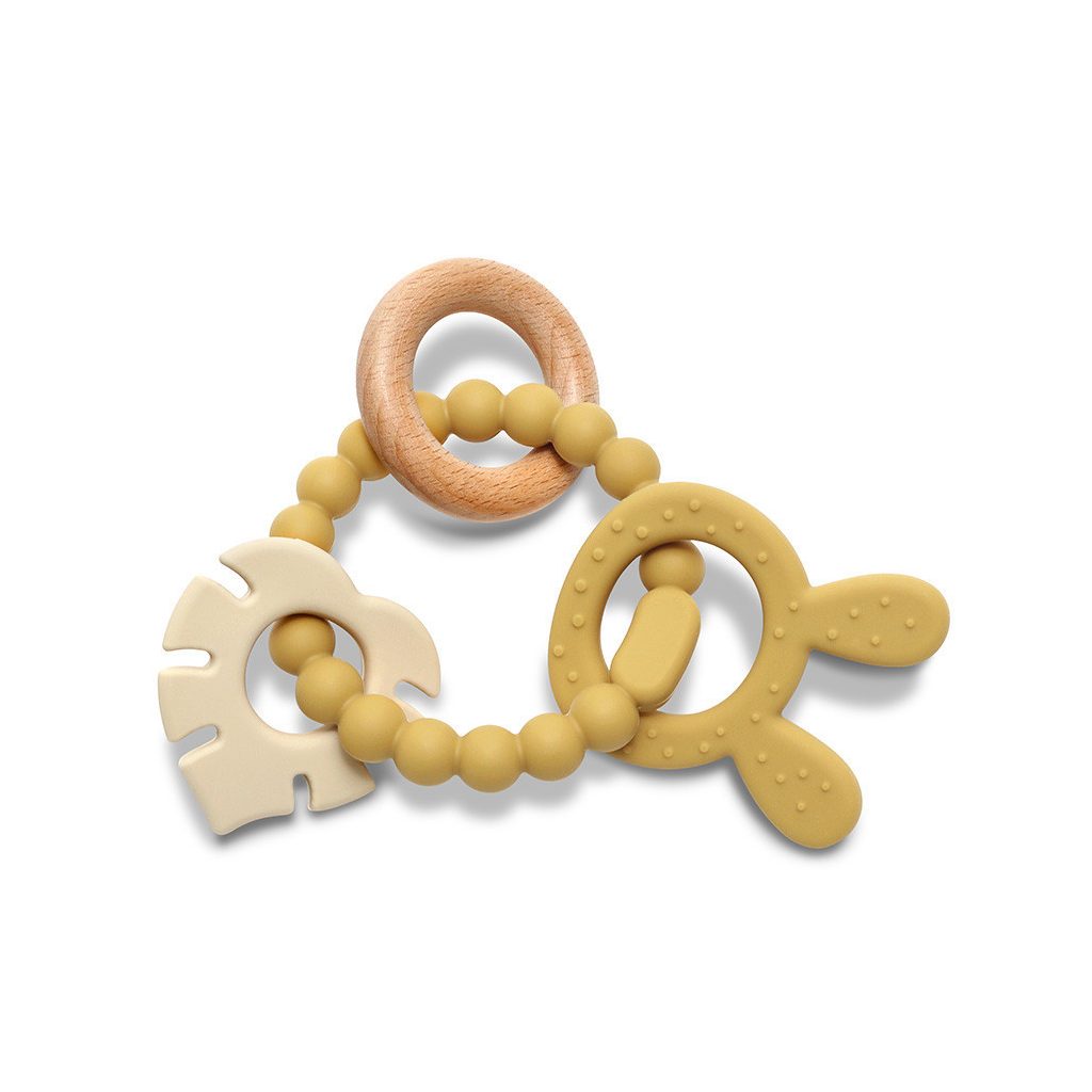 Lorelli Nyuszi szilikon és bükkfa rágóka - Yellow