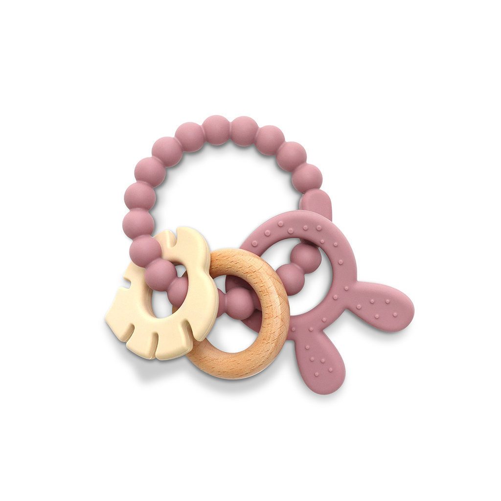 Lorelli Nyuszi szilikon és bükkfa rágóka - Deep Pink