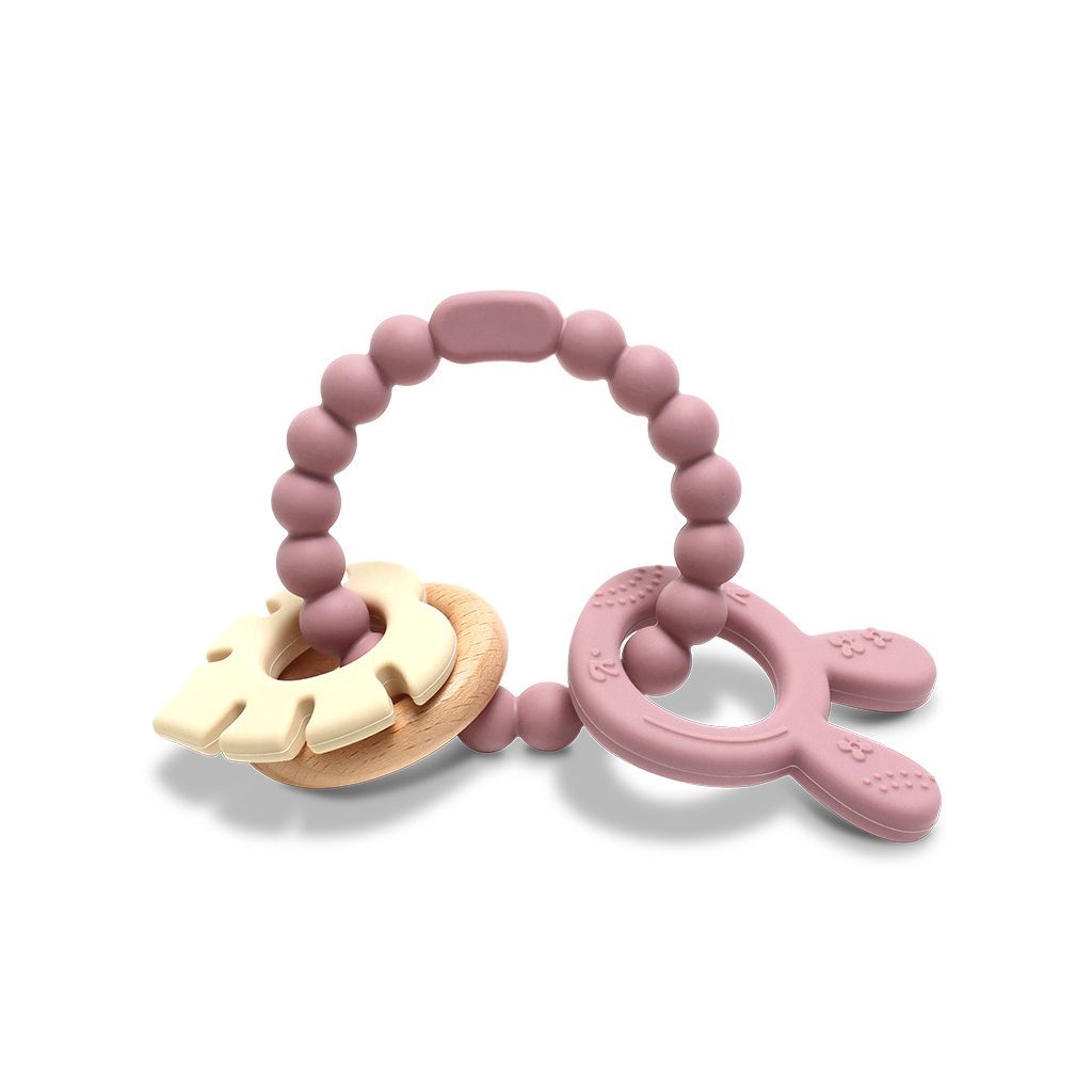 Lorelli Nyuszi szilikon és bükkfa rágóka - Deep Pink