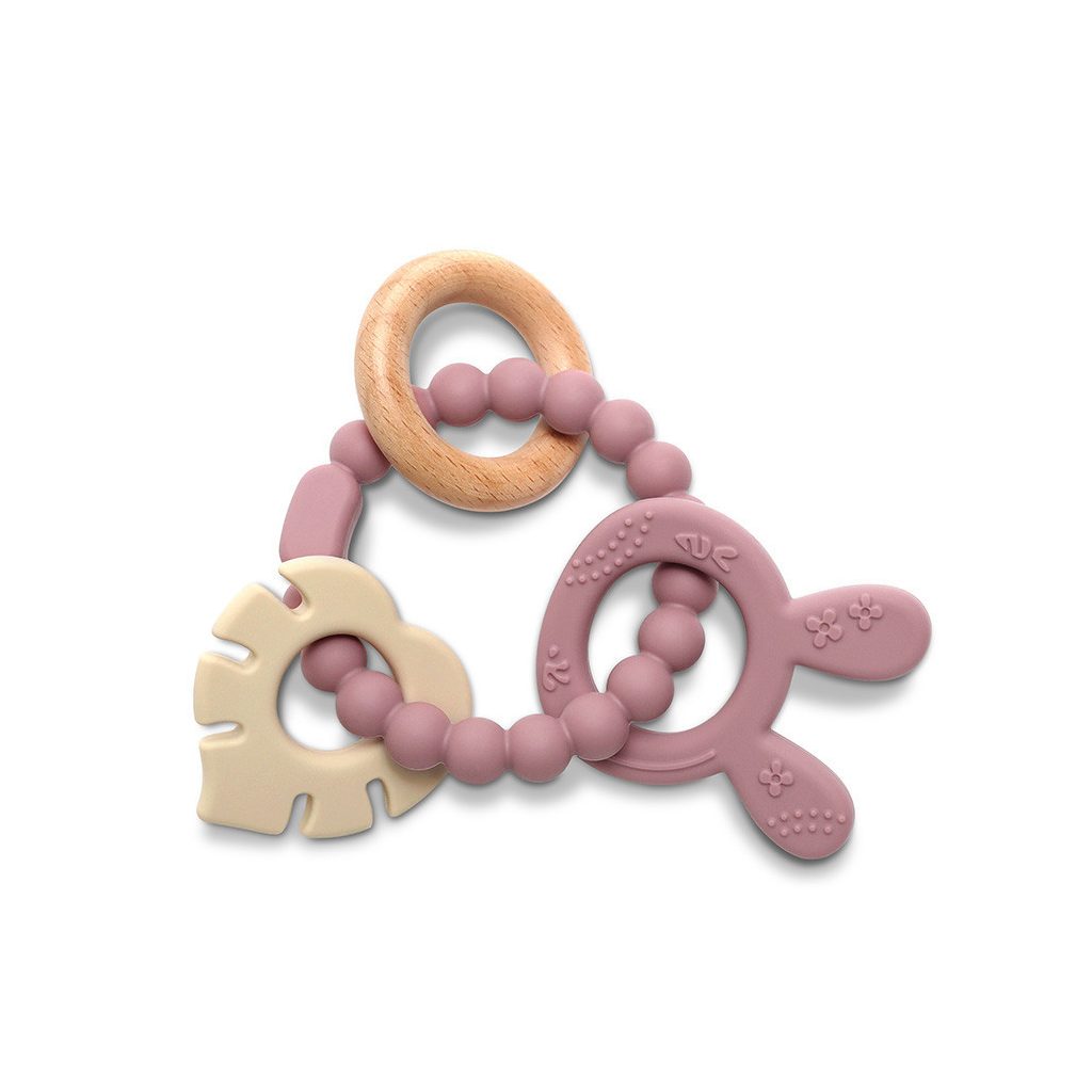 Lorelli Nyuszi szilikon és bükkfa rágóka - Deep Pink