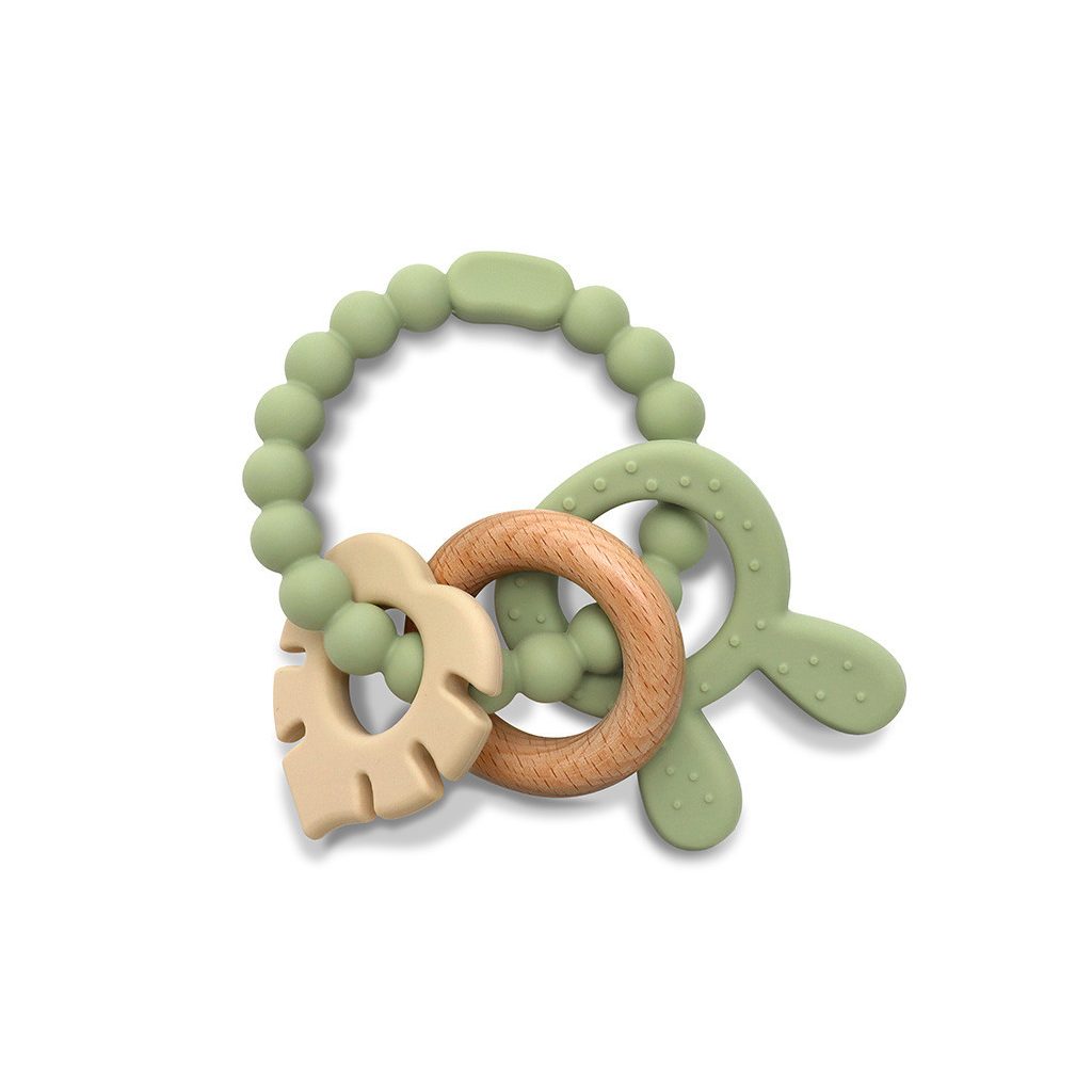 Lorelli Nyuszi szilikon és bükkfa rágóka - Fresh Green