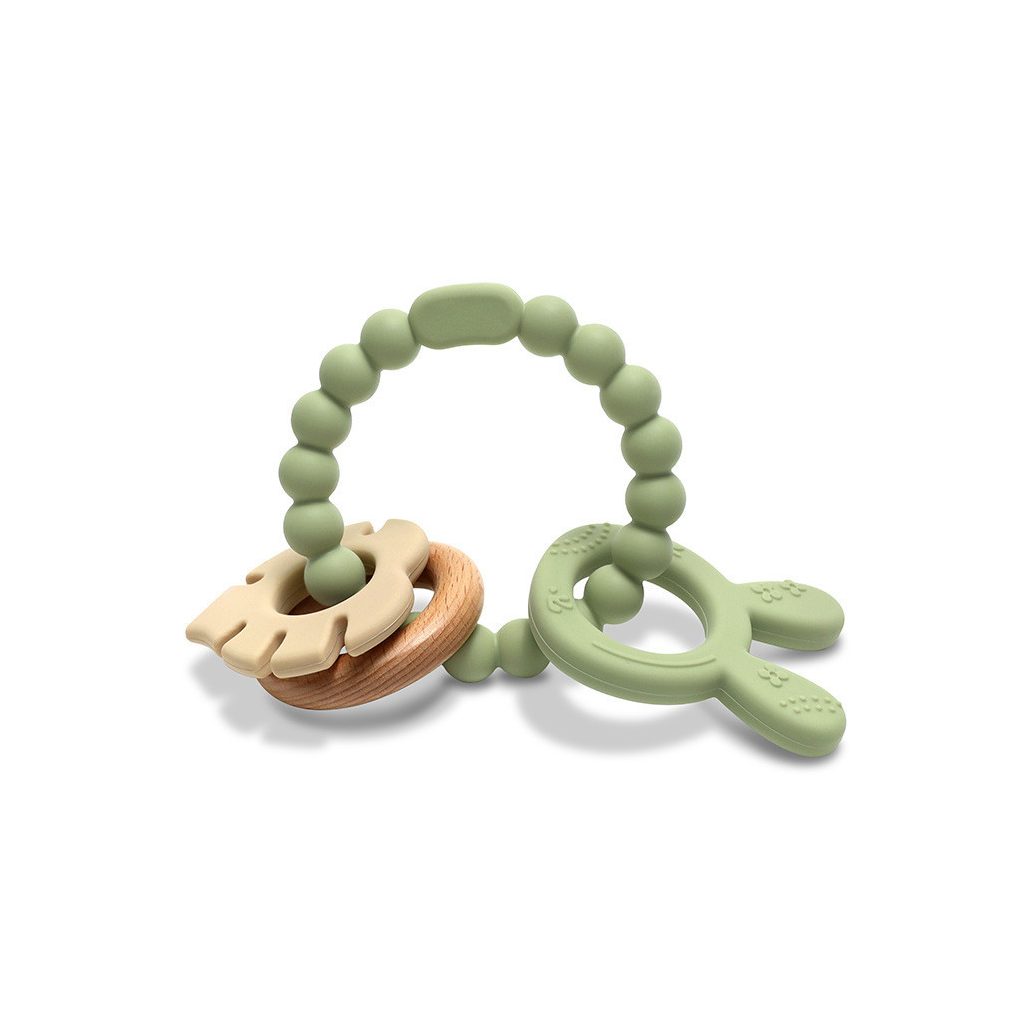 Lorelli Nyuszi szilikon és bükkfa rágóka - Fresh Green