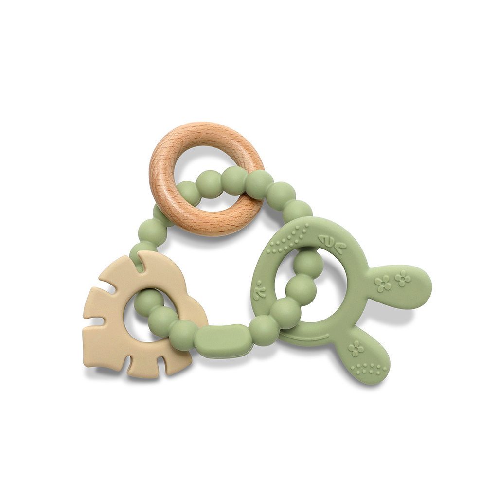 Lorelli Nyuszi szilikon és bükkfa rágóka - Fresh Green