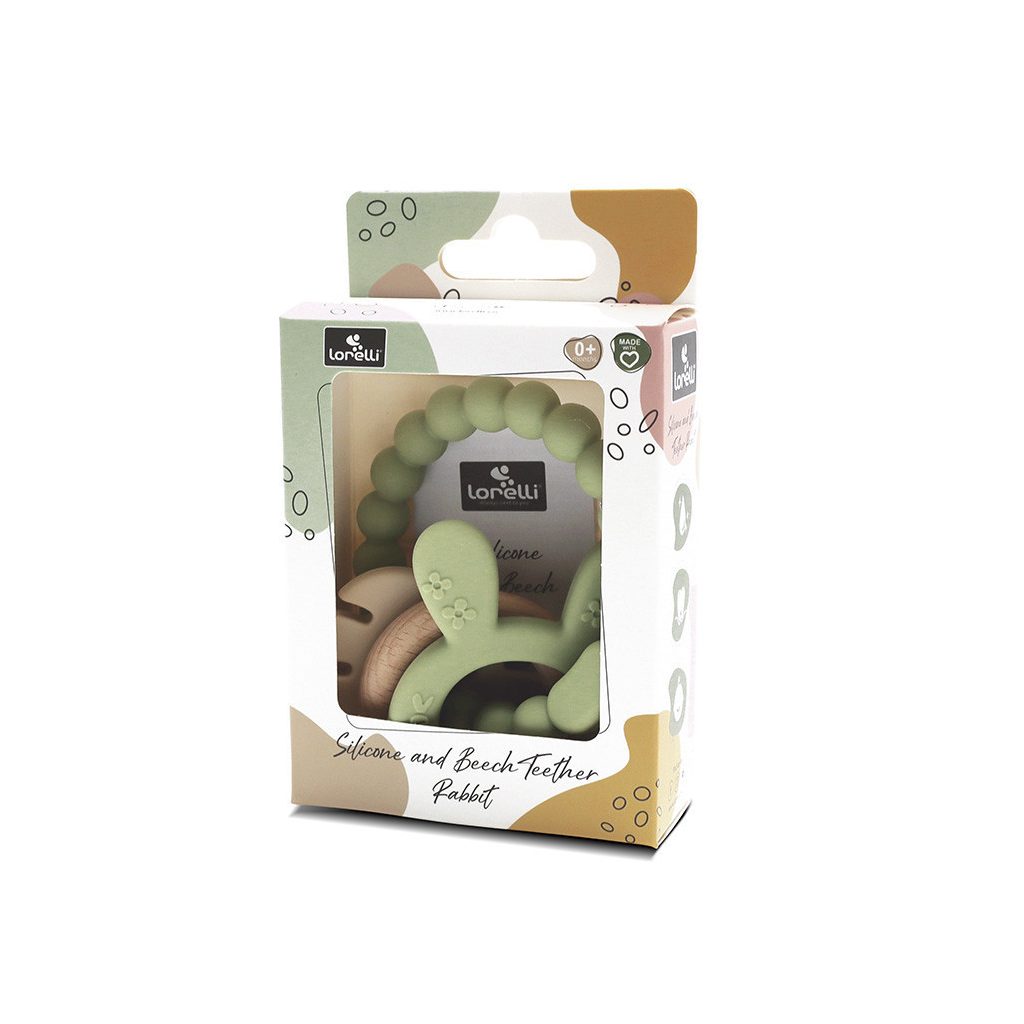 Lorelli Nyuszi szilikon és bükkfa rágóka - Fresh Green