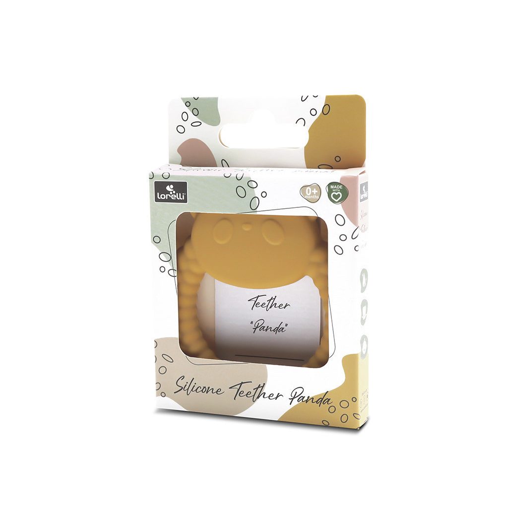 Lorelli Panda természetes szilikon rágóka - Yellow
