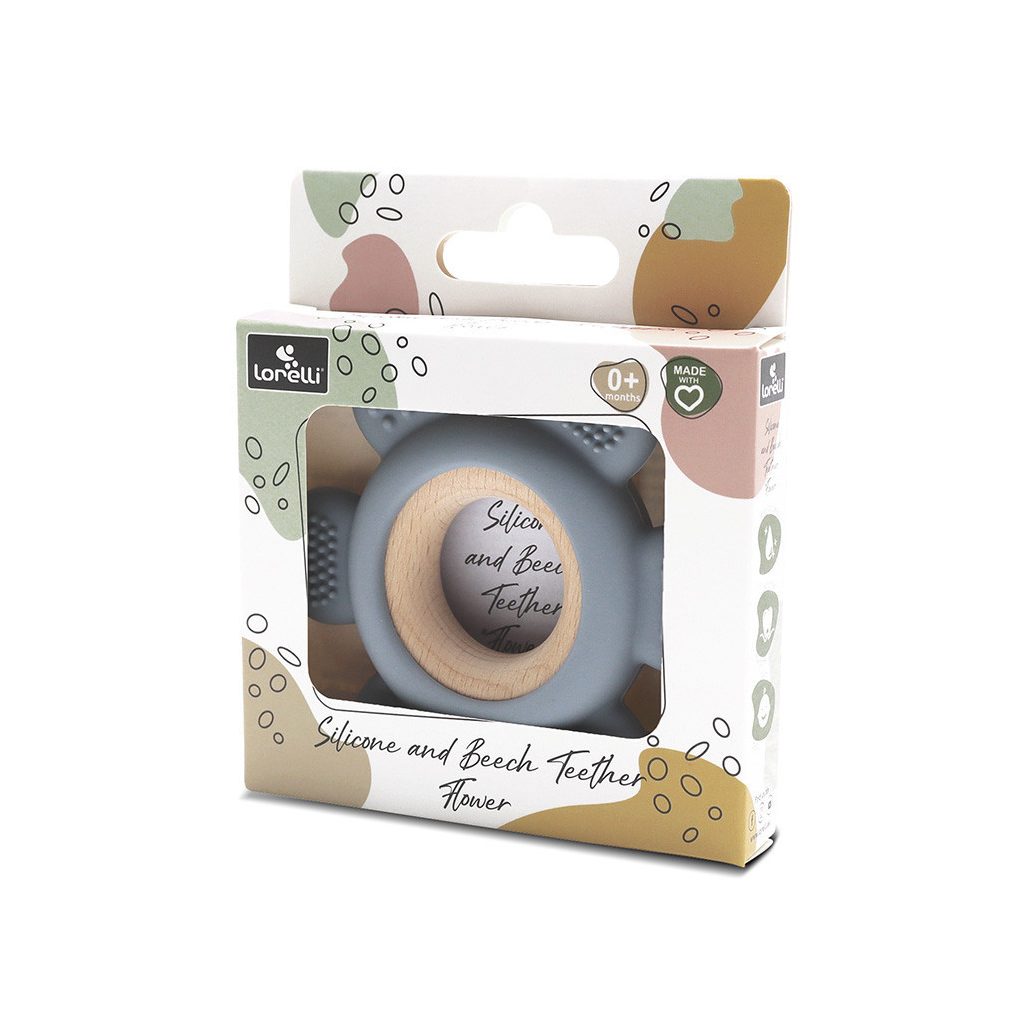 Lorelli Virág szilikon és bükkfa rágóka - Grey