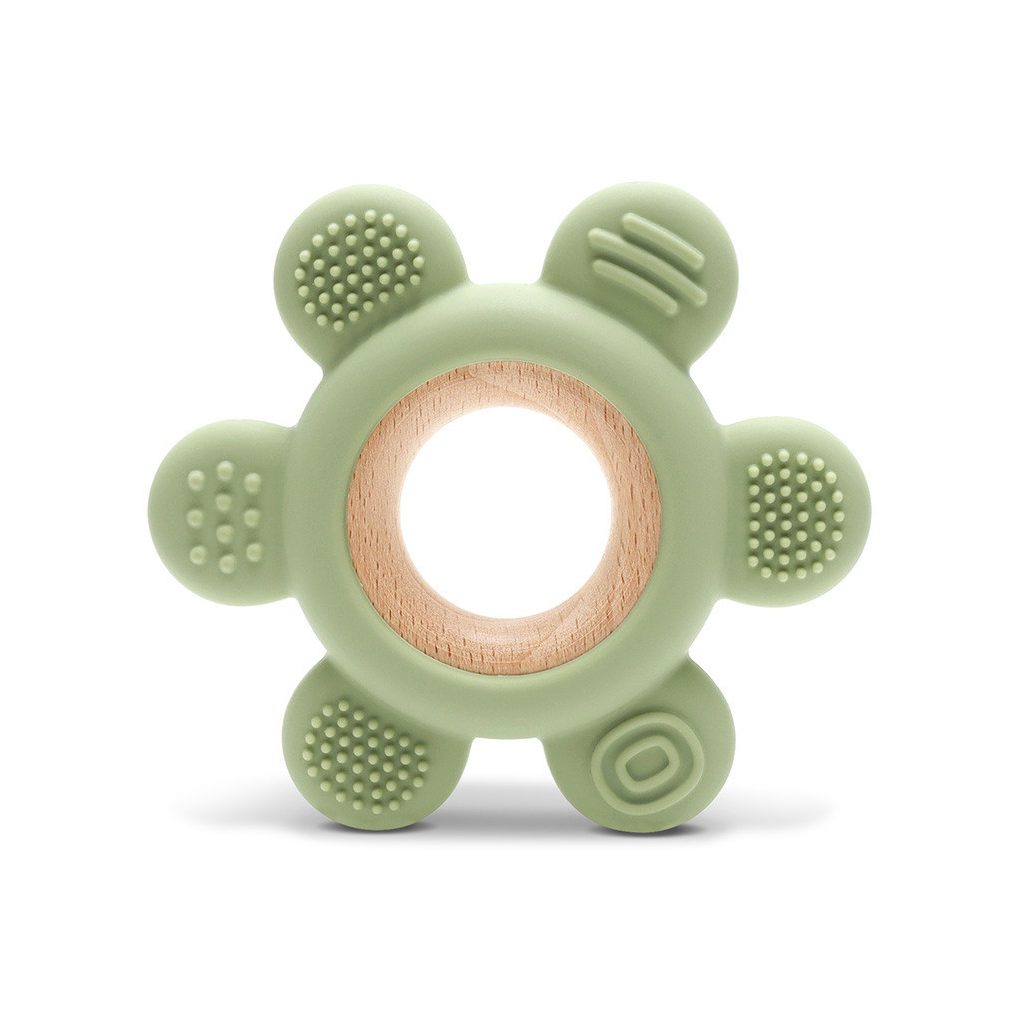 Lorelli Virág szilikon és bükkfa rágóka - Fresh Green