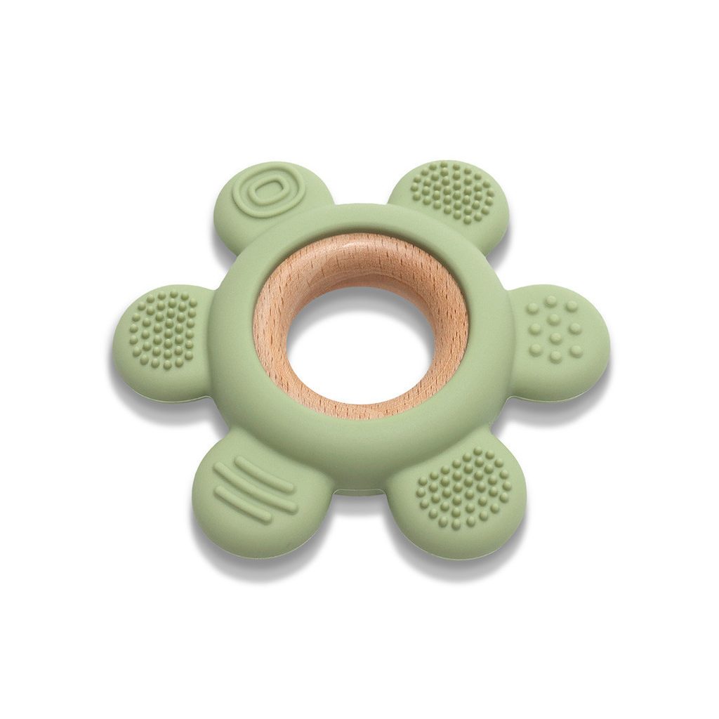 Lorelli Virág szilikon és bükkfa rágóka - Fresh Green