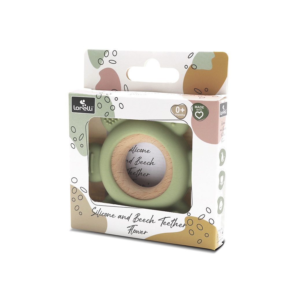 Lorelli Virág szilikon és bükkfa rágóka - Fresh Green