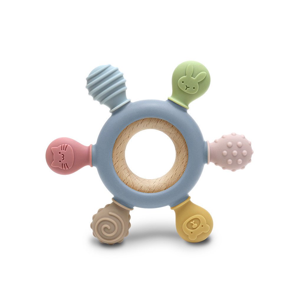 Lorelli Kormánykerék szilikon és bükkfa rágóka - Grey