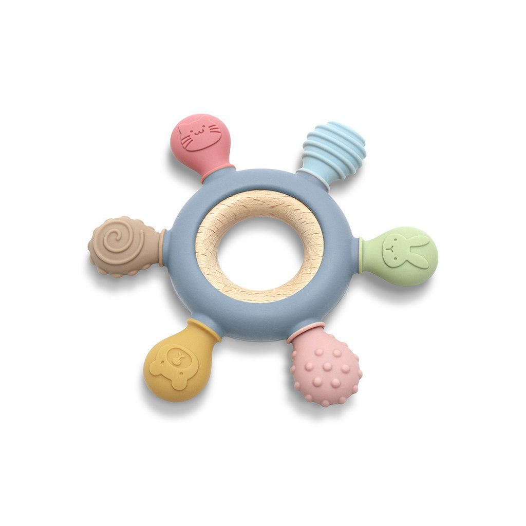 Lorelli Kormánykerék szilikon és bükkfa rágóka - Grey