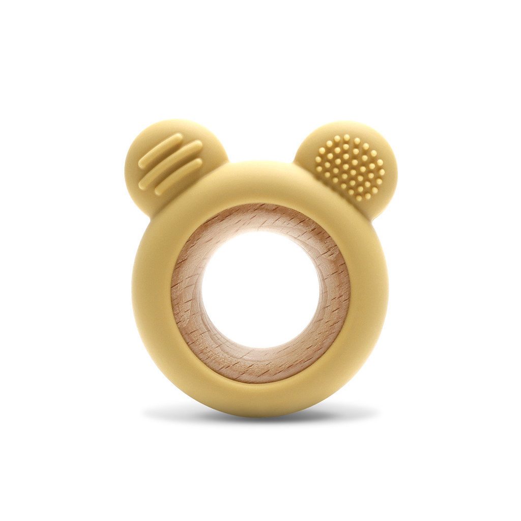 Lorelli Maci szilikon és bükkfa rágóka - Yellow