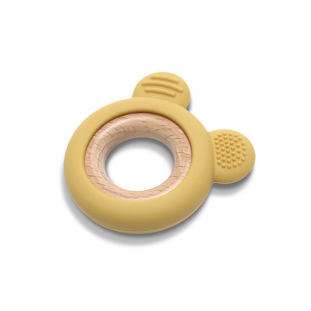 Lorelli Maci szilikon és bükkfa rágóka - Yellow