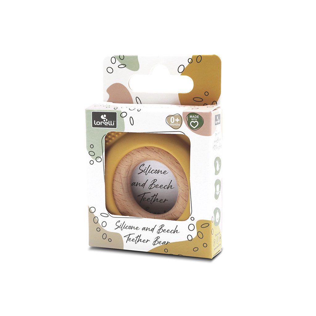 Lorelli Maci szilikon és bükkfa rágóka - Yellow