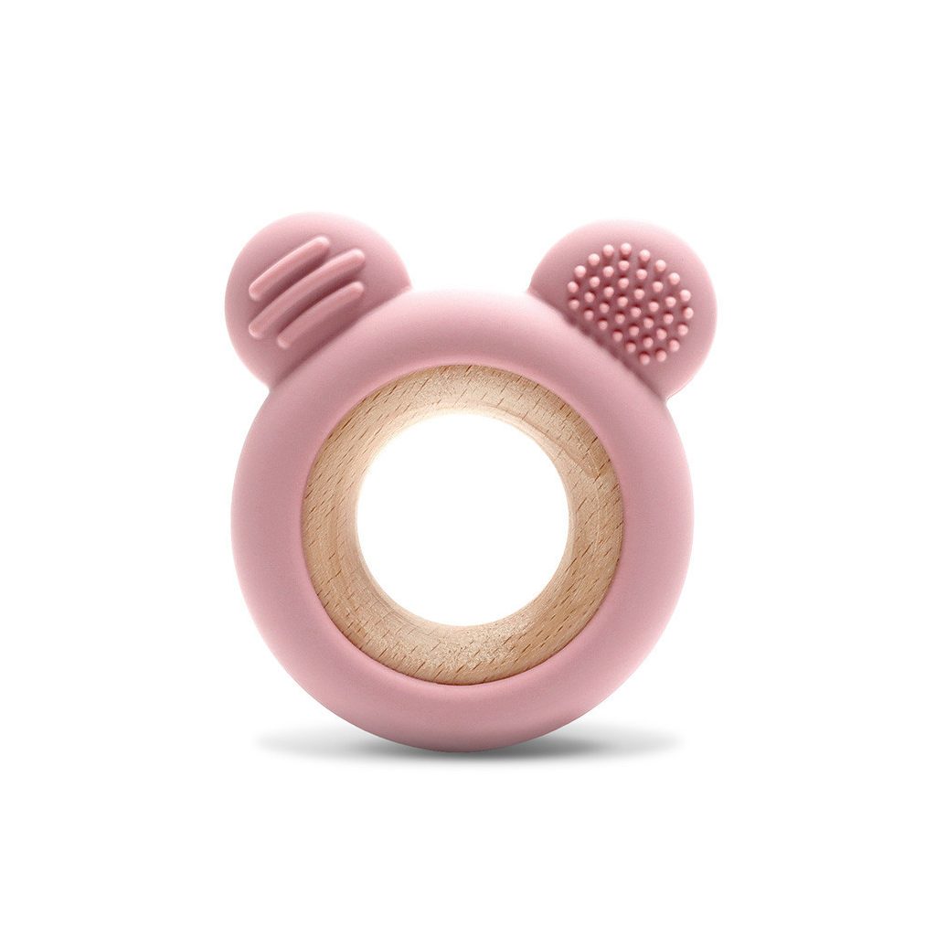 Lorelli Maci szilikon és bükkfa rágóka - Deep Pink