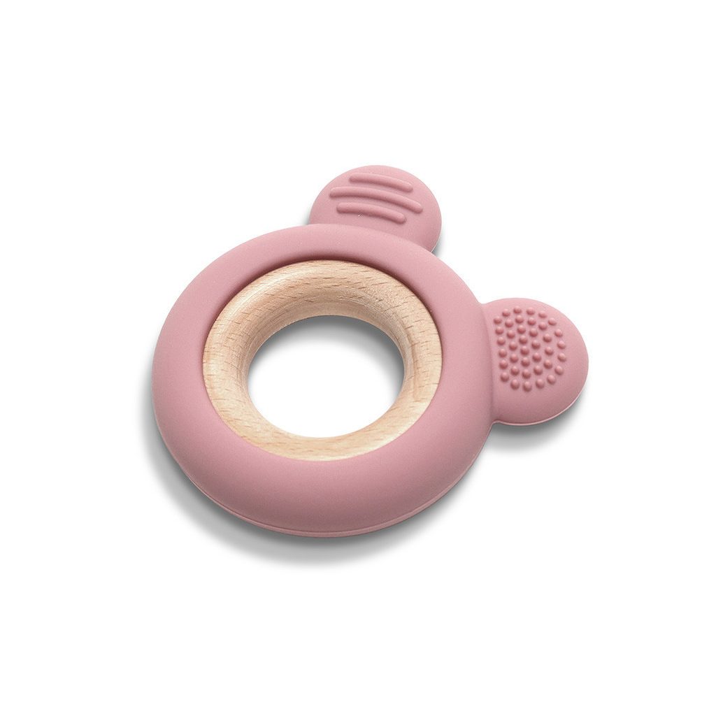 Lorelli Maci szilikon és bükkfa rágóka - Deep Pink