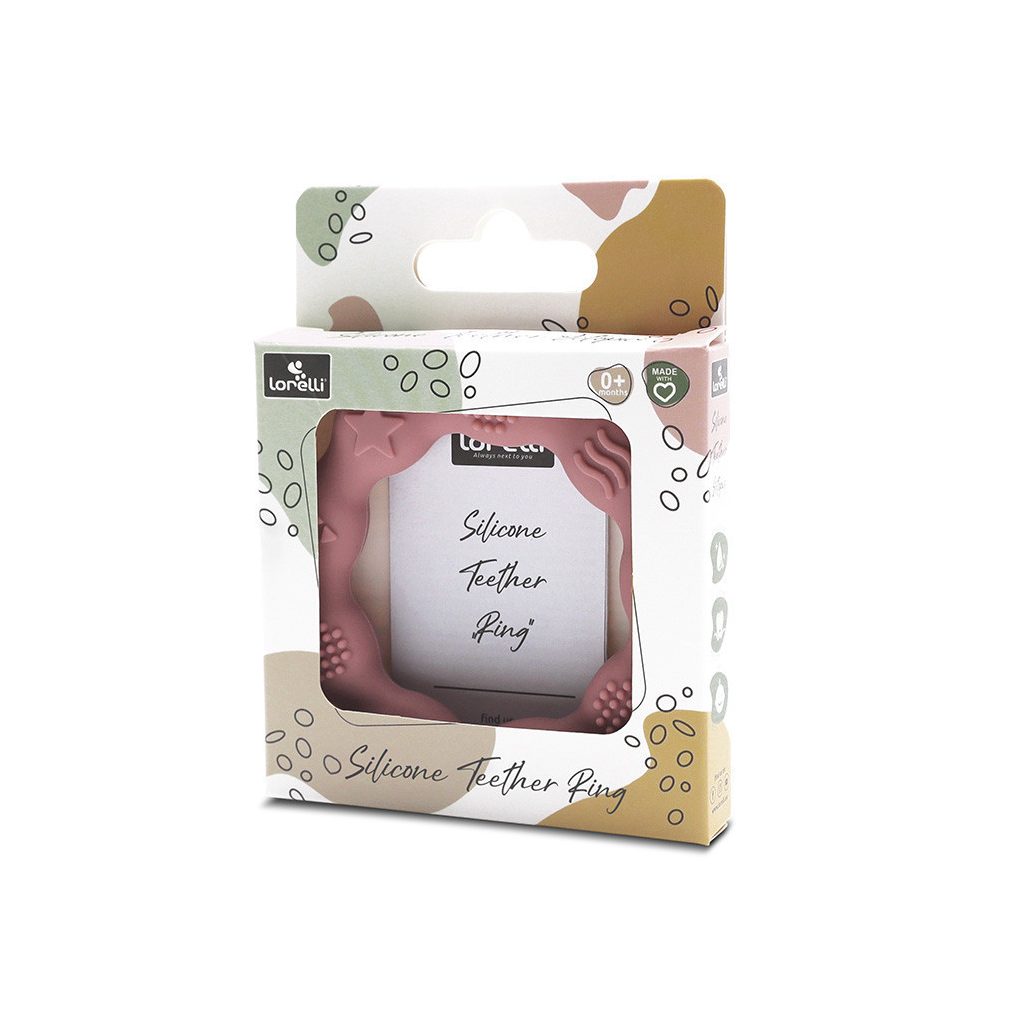 Lorelli Természetes szilikon rágóka karika - Deep Pink