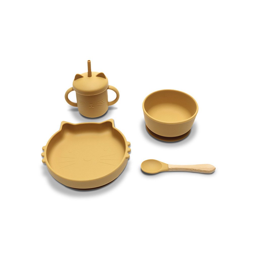 Lorelli Természetes szilikon 4 db-os étkészlet - Yellow