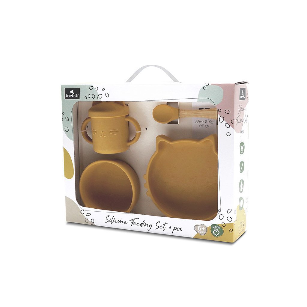 Lorelli Természetes szilikon 4 db-os étkészlet - Yellow